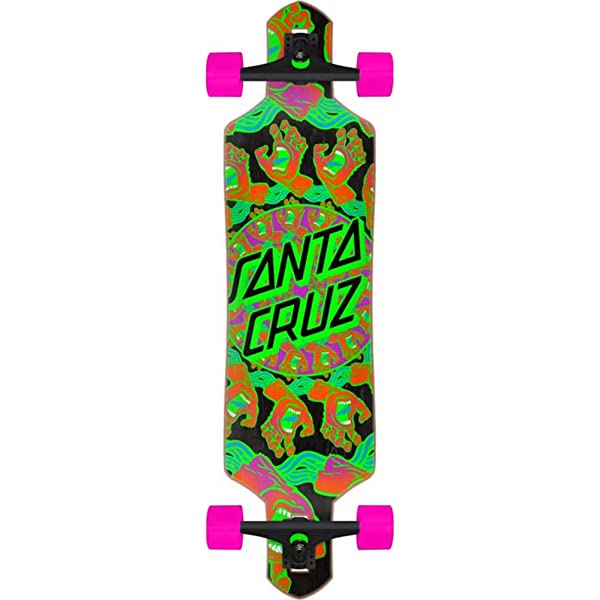 Mandala Hand 9.0in x 36in Drop Thru Cruiser Skateboard Santa Cruz