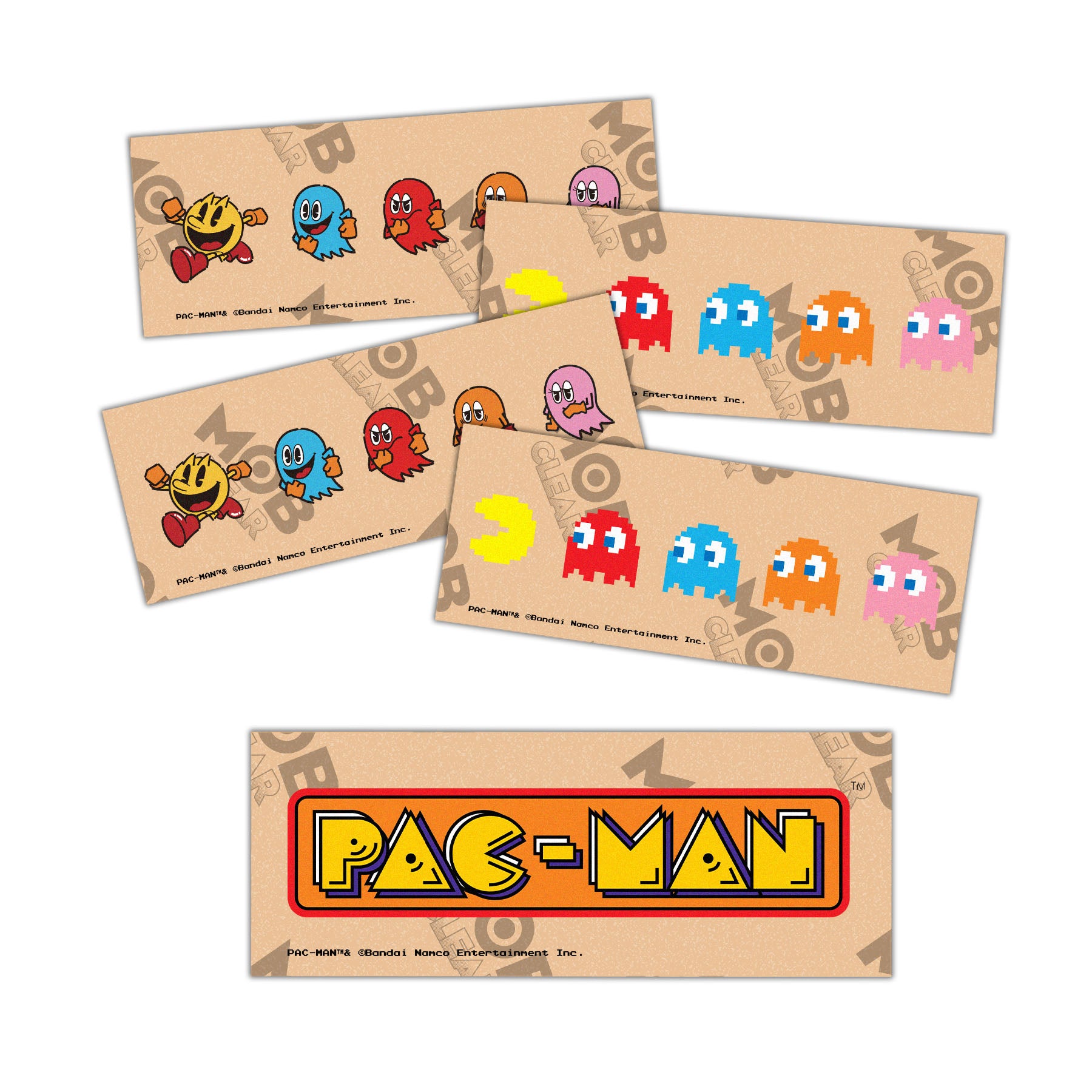 PAC-MAN Grip Strips CLEAR 9in x 3.25in Graphic Mob 5 Pack